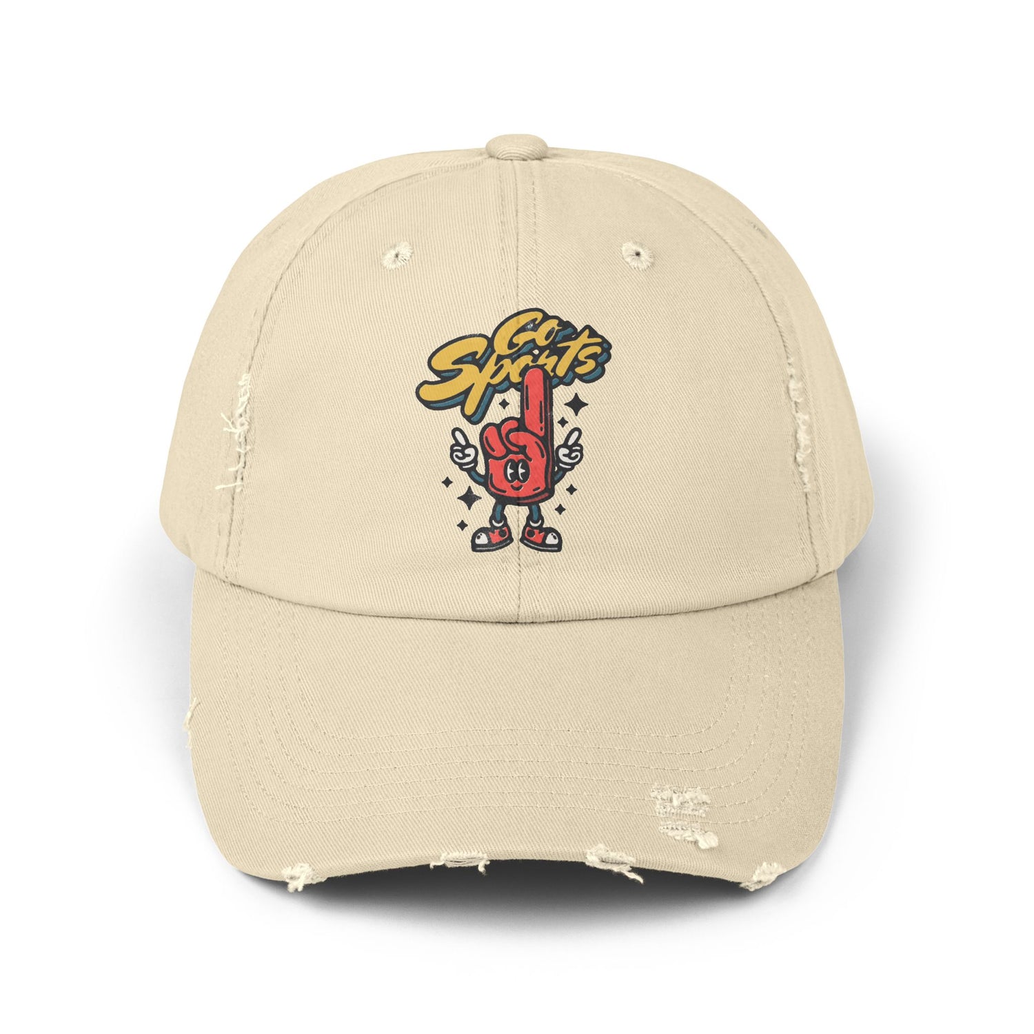 Classic Distressed Cotton Twill Hat with "Go Sports" - Kmy Collections